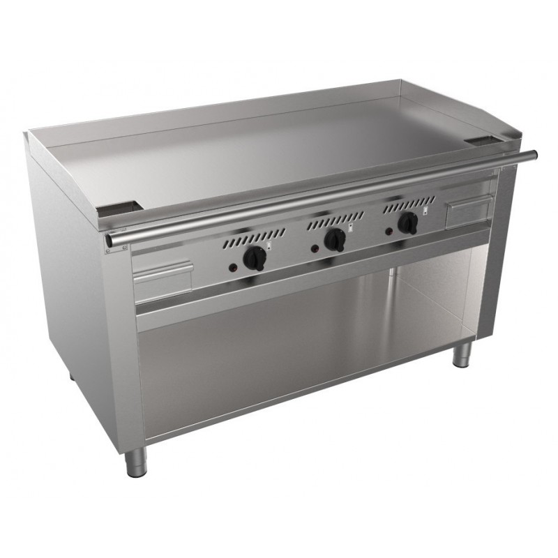 Plancha à gaz sur piètement professionnelle, plaque de cuisson